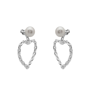 925 Sterling <b>Silver</b> <b>Heart</b>-Shape Pearl Gemstone <b>Earrings</b> 8.5 Gram Light Weight Manufacturer Direct Fine Hoop Jewelry for Women - Product Image 5