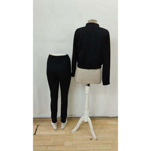 Ensemble deux pièces pour femme, veste courte en modal à fermeture éclair sur le devant et pantalon, 29864 - Noir - Product Image 6