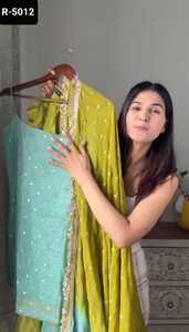 Modello indiano moderno in seta Chinon materiale Salwar Kameez <span class=keywords><strong>tuta</strong></span> con Sequnce pesante con filo di lavoro e <span class=keywords><strong>pizzo</strong></span> in sequenza Dupatta - Product Image 3
