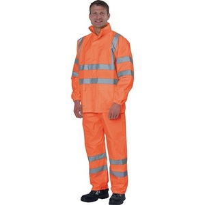 High Visibility Orange Rain Jacket with Reflective <b>Stickers</b> & Lights Prevent Invisibility in Low Light Conditions - Product Image 1