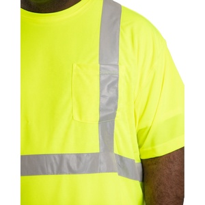 T-shirt de sécurité haute visibilité pour hommes, vêtements de travail réfléchissants, construction respirante, séchage rapide, polyester, personnalisable - Product Image 5
