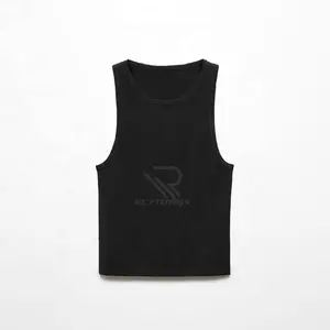 custom ladies spaghetti strap white ribbed womens fitness gym crop top tank activewear sleeveless workout sexy women's tank tops