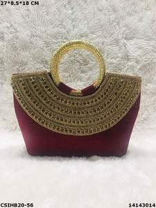 Designer Ethnique Cristal Agrémenté Sac De Soirée Jute Pierre Clouté De Mariée Fantaisie Sac À Main Élégant De Mode Style Produit De Vente Chaude - Product Image 5