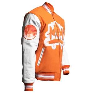 Veste universitaire pour homme, mélange de laine, corps avec manches en simili cuir, fermeture à boutons pression, poignets côtelés, streetwear classique - Product Image 3