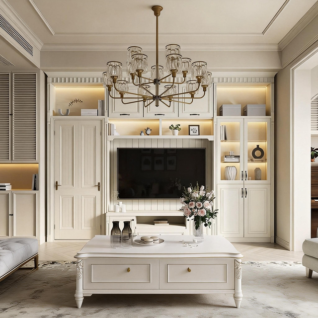 TV Cabinet Modern Luxury Classic MDF TV Stand Furniture Wooden Living Room Wall Unit TV Cabinet