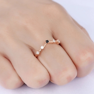 แหวนแต่งงานสีทอง18kt สีดำพลอยนิลหรูหราดีไซน์ใหม่แหวนทองคำแท้พร้อมแหวนเพชรแท้ - Product Image 5