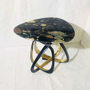 Table d'appoint en métal noir de luxe avec un design de base artistique, décoration d'intérieur moderne, meuble d'appoint pour salon, nouvelle sortie - Product Image 6