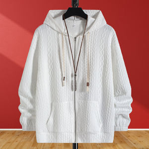 Sweat-shirt à capuche zippé surdimensionné de style scolaire pour hommes et femmes, personnalisé, OEM, vente en gros, imprimé et texturé - Product Image 2