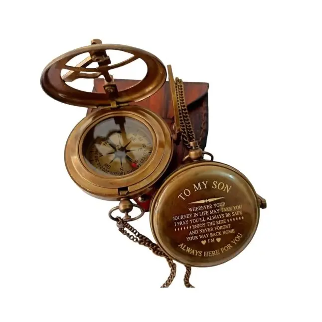 Antique Gifting Acessórios Brass Compass Aproveite o presente do passeio para caminhadas Camping Caça ao ar livre do fornecedor indiano