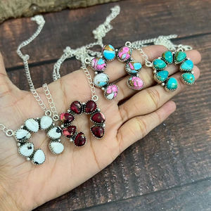 สร้อยคอหินหลายเม็ดทำด้วยมือเงินสเตอร์ลิงเครื่องประดับสำหรับผู้หญิงเครื่องประดับแฟชั่นดีไซน์โบโฮที่สง่างามไม่ซ้ำใคร - Product Image 1