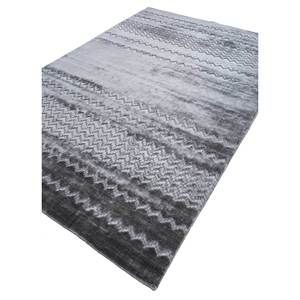 Tapis en soie de bambou tissés à la main en gris basique et noir, textile de maison HBS-02 - Product Image 2