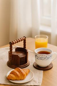 Posavasos de madera de diseño con soporte, decorativos, ecológicos, ideales para el hogar, la oficina, cafeterías, fiestas y eventos. - Product Image 4