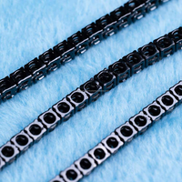 Bijoux Hiphop plaqué or noir 925 Sterling 3mm 4mm 5mm 6.5mm chaîne de tennis Moissanite noire pour hommes femmes