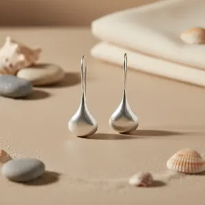 Boucles d'oreilles pendantes minimalistes en argent 925 plaqué or avec perle d'eau douce en forme de goutte pour femme, à porter au quotidien - Product Image 2