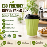 Service d'identité de marque avec logo personnalisé imprimé, tasse à café ondulée durable, résistante aux hautes températures, avec support fiable