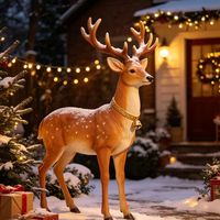 Statue de cerf abstraite grandeur nature personnalisée pour une utilisation en intérieur/extérieur. Fabriqué en fibre de verre. Convient pour la décoration de fête de Noël.
