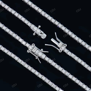 7.5 Inch Unisex Hip Hop <b>Bracelet</b> Fast Shipping 3mm Moissanite VVS 925 Silver GRA Certified <b>Fine</b> Chain Link Tennis <b>Bracelet</b> - Product Image 2