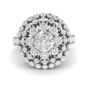 Luxe pour femmes 10K véritable or blanc géométrique zircon cubique bague diamant perle Style classique bijoux en or 18K pour Rhodium - Product Image 6