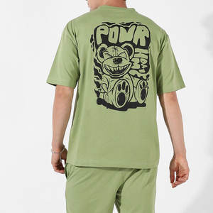 Conjunto de Camiseta de algodón informal de media manga de verano para hombre con estampado personalizado en todo el mundo, la mejor venta en línea, verano transpirable de Color sólido - Product Image 6