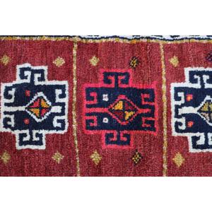 1.4x2 ft Rug, Turkish Rug, Vintage <b>Red</b> <b>Wool</b> Abstract Rug - Product Image 5
