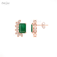 Offre Spéciale 2025 2CT émeraude coupe birmanie rubis pierres précieuses déclaration goujons 14k or véritable diamant boucles d'oreilles en gros bijoux en vrac
