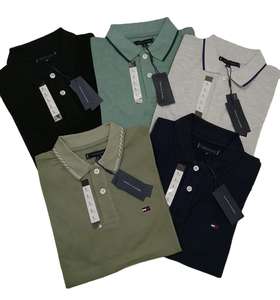 Polo 100% coton coupe ajustée respirant et durable pour hommes, col en tricot uni, décontracté, été, style court - Product Image 2