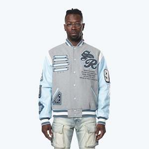 Venta al por mayor nueva moda Varsity chaqueta para hombre Cierre de botón bolsillos interiores Letterman College béisbol bombardero chaqueta - Product Image 1