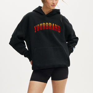 OEM/ODM 100% coton, sweat à capuche surdimensionné à épaules tombantes, poids lourd 500GSM, sweat-shirt à capuche décontracté à manches longues pour femmes - Product Image 6