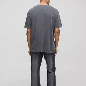 เสื้อยืดพิมพ์ลายกราฟิกโอเวอร์ไซส์สำหรับผู้ชายเสื้อเชิ้ตวินเทจฟอกสีกรดเสื้อยืดลำลองแขนสั้นผ้าฝ้ายสีดำ - Product Image 3