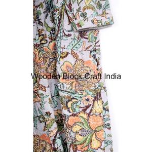 Robe kimono courte en coton pur, belle, faite à la main, matelassée, broderie florale d'hiver, multicolore, vêtements décontractés pour femmes - Product Image 2
