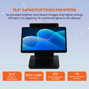 Thanh Toán máy thiết bị đầu cuối cho bán lẻ tiền mặt đăng ký điểm của Bán máy tính để bàn 15.6 "Màn hình kép tất cả trong một màn hình cảm ứng <span class=keywords><strong>POS</strong></span> hệ thống - Product Image 2