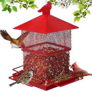 DURABLE METAL BIRD FEEDER LARGE CAPACITY CONSIDERATE DESIGN Heavy Duty METAL SQUIRREL PROOF BIRD FEEDERS FOR OUTDOORS HANGING