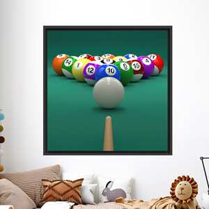 Modern Billiard Art Canvas Print: Elegant Bedroom Decor & Unique Gift,Black <b>Framed</b> - Product Image 1