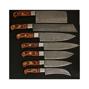 2024 haute qualité professionnel Style japonais damas acier 7 pièces cuisine Chef ensemble éplucher manche en bois pour fruits légumes - Product Image 1