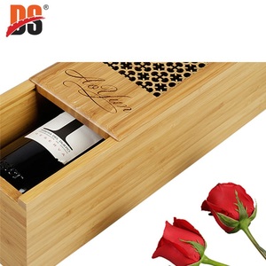 DS nóng bán tùy chỉnh số lượng lớn gỗ 100% Rắn Gỗ Quà Tặng đóng gói tre duy nhất sang trọng khắc nắp trượt bằng gỗ hộp Rượu vang đỏ cho quà tặng - Product Image 2