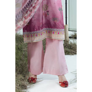 Conjunto de traje de 3 piezas estampado Monar Slub para mujer con detalles hechos a mano y dupatta de tela Khaddi FE-52072 - Product Image 1