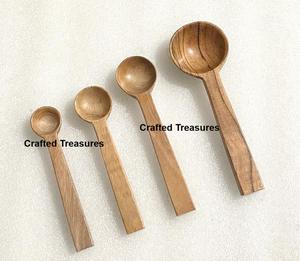 Cuillères à tremper en bois fabriquées à la main, ensembles de 4 pour le café, les épices, les condiments, cuillères en bois, mini-cuillères doseuses, outils de cuisine - Product Image 4