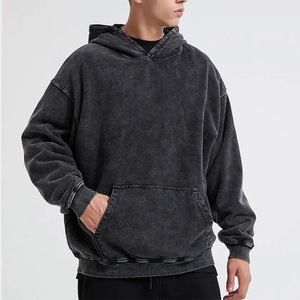 Sudadera Vintage Personalizada con Capucha Patrón Sólido Lavado con Ácido Lavado de Piedra de Invierno Detalle de Cremallera Precio Al por Mayor Sólido - Product Image 1