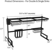 Égouttoir à vaisselle 2 niveaux en acier inoxydable pour cuisine, support de rangement au-dessus de l'évier, étagère peu encombrante
