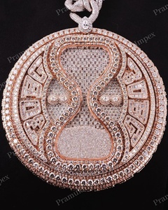 Pendentif de fête hip hop en argent sterling 925 plaqué or rose 14 carats créé en laboratoire VVS Moissanite personnalisé deux tons glacé à la mode - Product Image 1