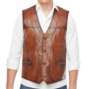 Gilet de mode pour homme en cuir respirant de haute qualité avec fermeture éclair, col en V, style urbain, vêtement d'extérieur pour l'hiver en promotion - Product Image 5