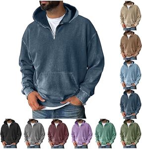 Sudadera con capucha transpirable de lana lavada con ácido sólido hecha a medida más vendida para hombres Cuello con capucha de estilo informal para invierno Precio bajo OEM - Product Image 1