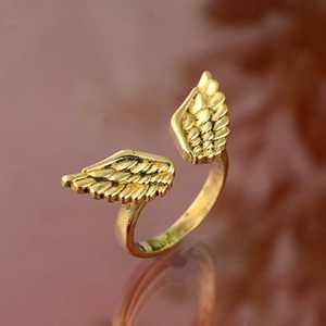 Fashionable Dinty Angel Wing <b>Ring</b> 18k Gold Plated Brass Handmade <b>Open</b> Band <b>Ring</b> Statement Animal Wing Wholesale <b>Ring</b> For Women - Product Image 5