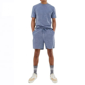 Conjunto de Camiseta y Pantalones Cortos Personalizados de Estilo Urbano, Conjunto de Camiseta y Pantalones Cortos Lavados para Hombre - Product Image 4