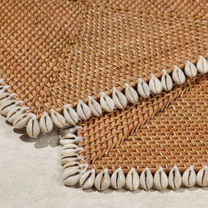 Elegant new seashell <b>rattan</b> <b>placemat</b> design, handcrafted in Vietnam. OEM/ODM customization with factory-direct wholesale pricing - Product Image 4