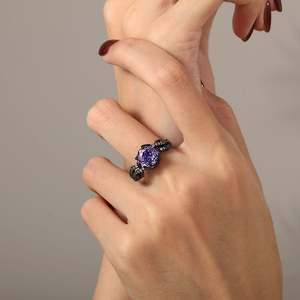 Jeulia <b>Black</b> Intertwined Purple Rose Cut Fine Engagement <b>Ring</b> - Product Image 5