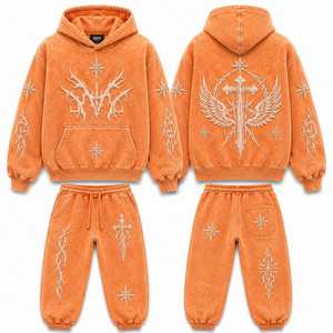Survêtement d'hiver respirant brodé Croix Céleste, design gothique divin, style Hip Hop, polaire 2 en 1, uni, unisexe - Product Image 5