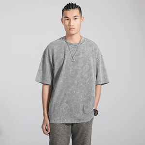 Camisetas de Punto Extra Grandes Vintage para Hombre con Gráficos Personalizados, Hombros Caídos, Lavado Ácido, Desgastadas, 100% Algodón - Product Image 3