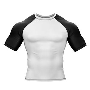 Vêtements de sport anti-UV personnalisés avec logo, rashguard à manches raglan, rashguard de compression à manches courtes pour la natation, la gym, la pratique du surf, vente en gros - Product Image 5