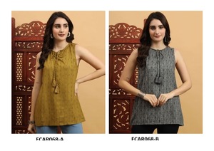 Kurti en rayonne de coton ethnique à la mode pour les femmes haut indo-occidental léger idéal pour les tenues d'été et le style décontracté - Product Image 6